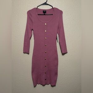 Derek Heart Dusty Pink Button-Up Midi Dress